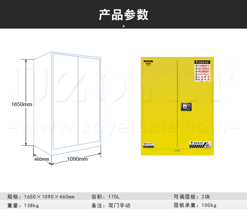 45加仑安全柜尺寸规格是什么样的？